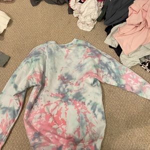 Pink, blue, and purple tie dye sweatshirt
